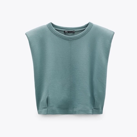 ZARA Sleeveless Sweatshirt with Shoulder Pads - Picture 1 of 5